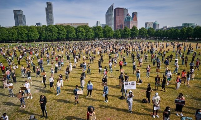 Het protest van Black Lives Matter op het Malieveld van 2 juni Foto ANP